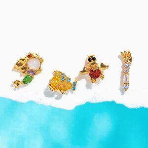Disney Little Mermaid Stud Earrings – Ariel, Sebastian, Flounder & Fork